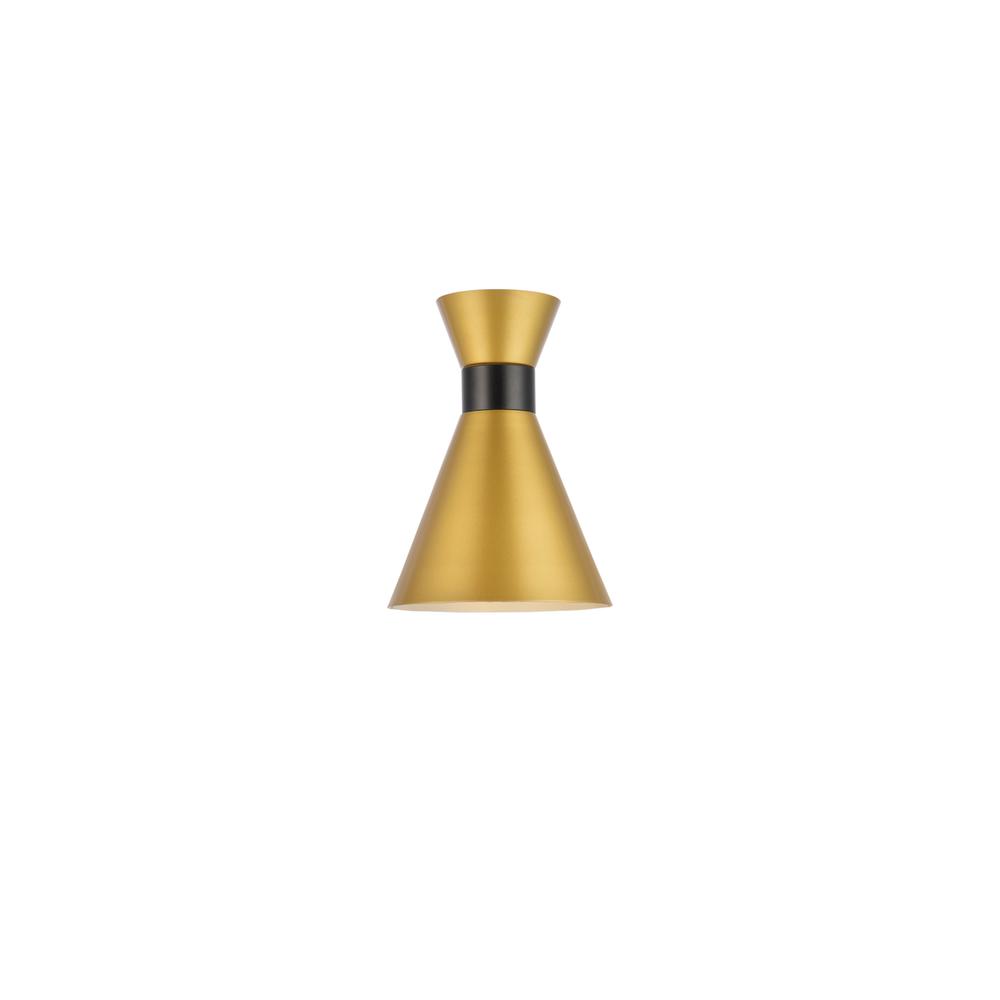 Alt View 4. Living District - Halycon 6 inch light brass wall sconce - Brass And Black.