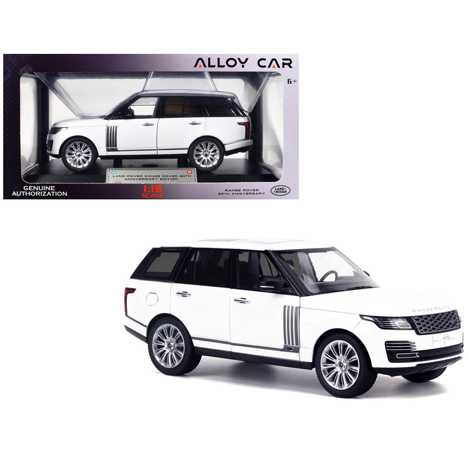 ALLOY CAR  
6+  
1:18 SCALE  
LAND ROVER RANGE ROVER 50TH ANNIVERSARY EDITION  
GENUINE AUTHORIZATION  
LAND ROVER - RANGE ROVER 50TH ANNIVERSARY
