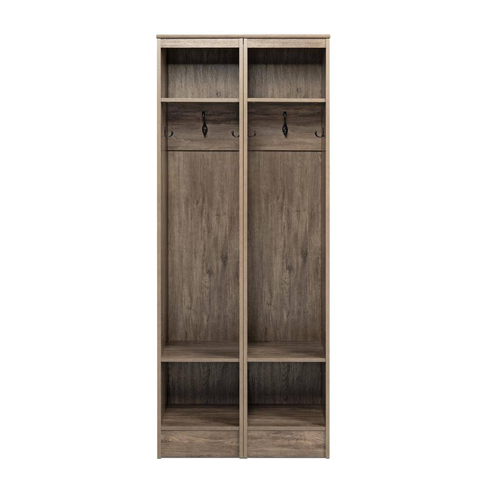 Angle. Prepac - Narrow Entryway Organizer, Drifted Gray - Gray.