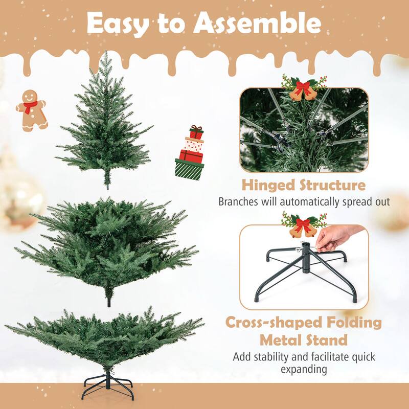 Easy to Assemble

Hinged Structure  
Branches will automatically spread out

Cross-shaped Folding Metal Stand  
Add stability and facilitate quick expanding