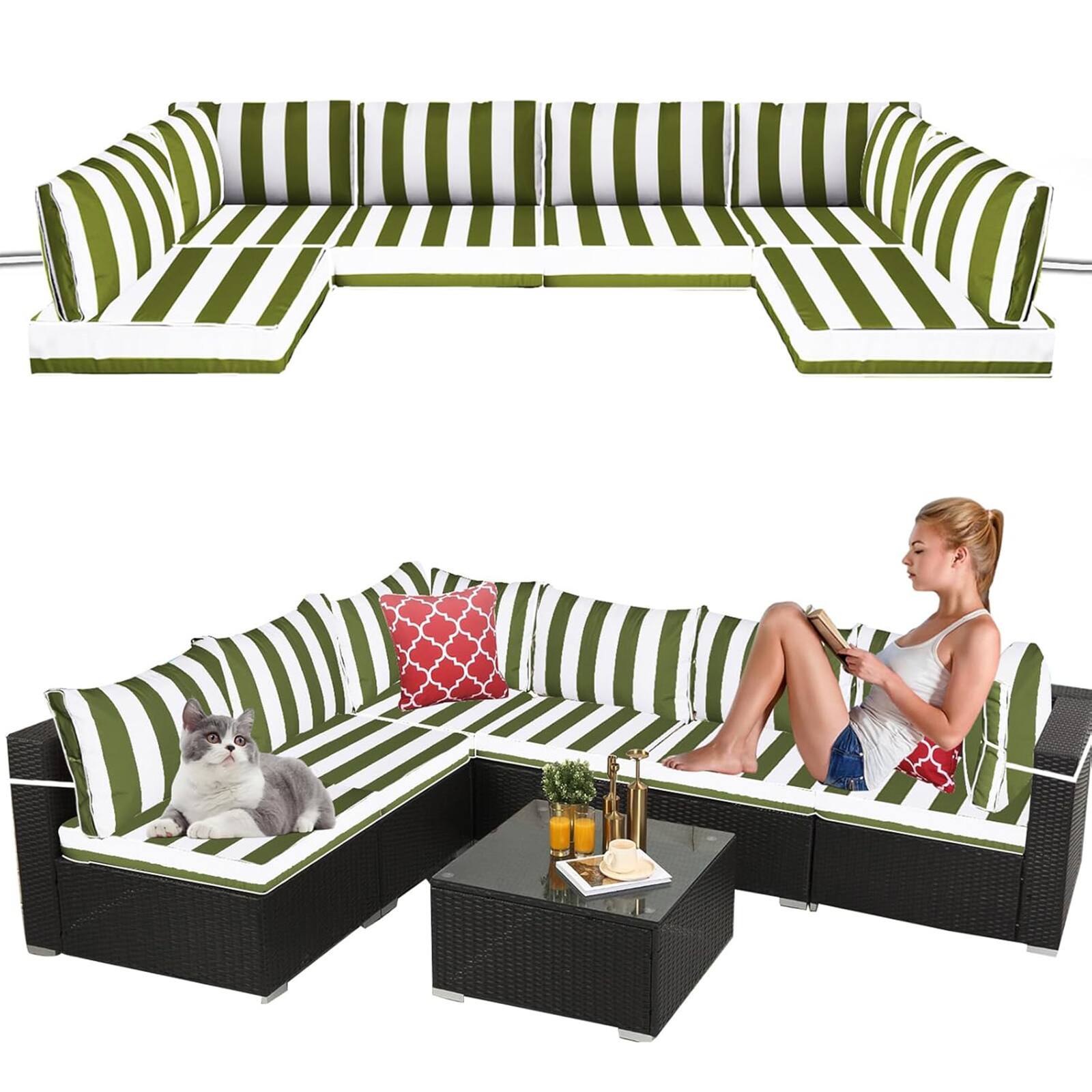 Grass Green White Stripes