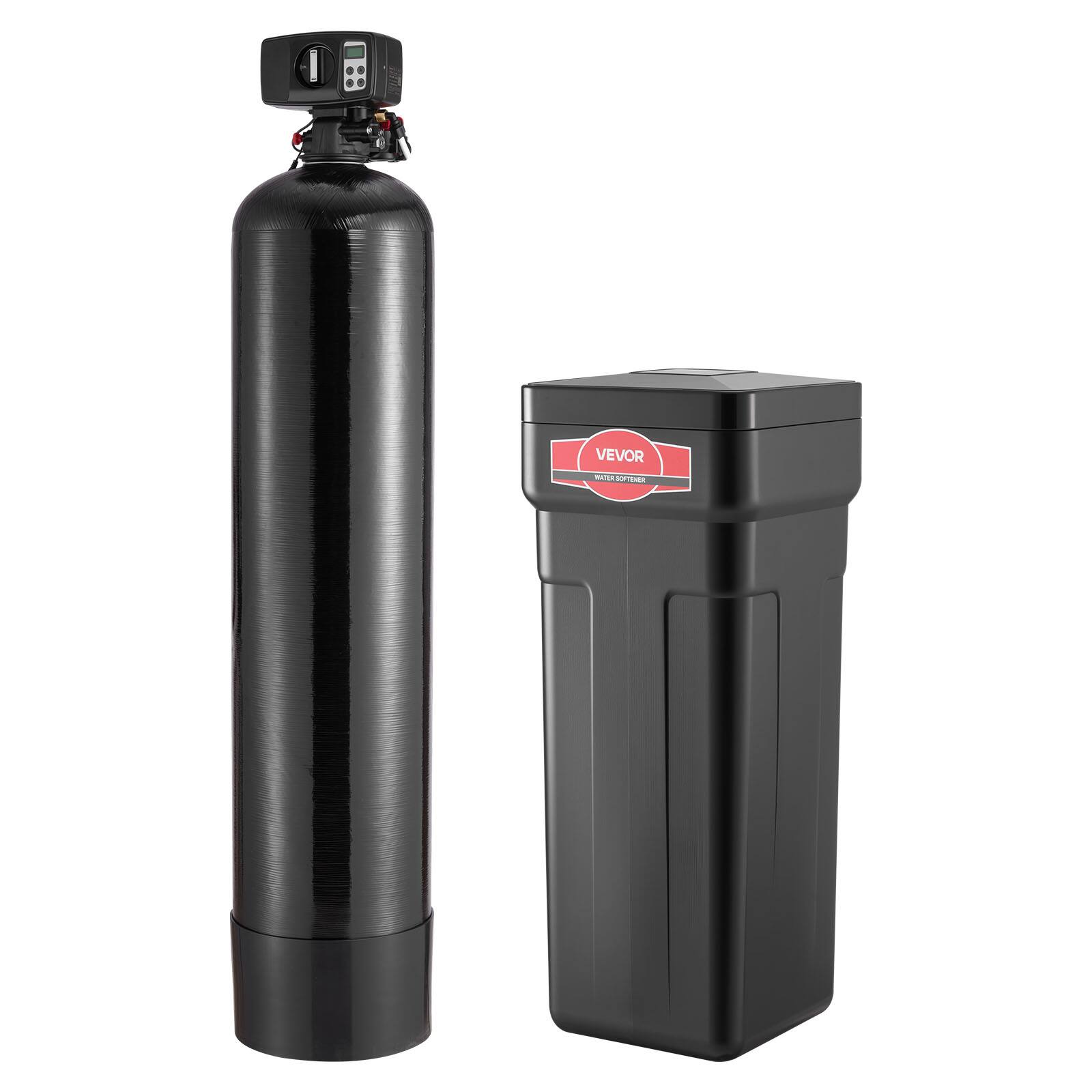 Alt View 5. VEVOR - Water Softener, 48,000 Grains Whole House Water Softener System, with Automatic Digital Control Head, for 3-4 Bathrooms - Black.