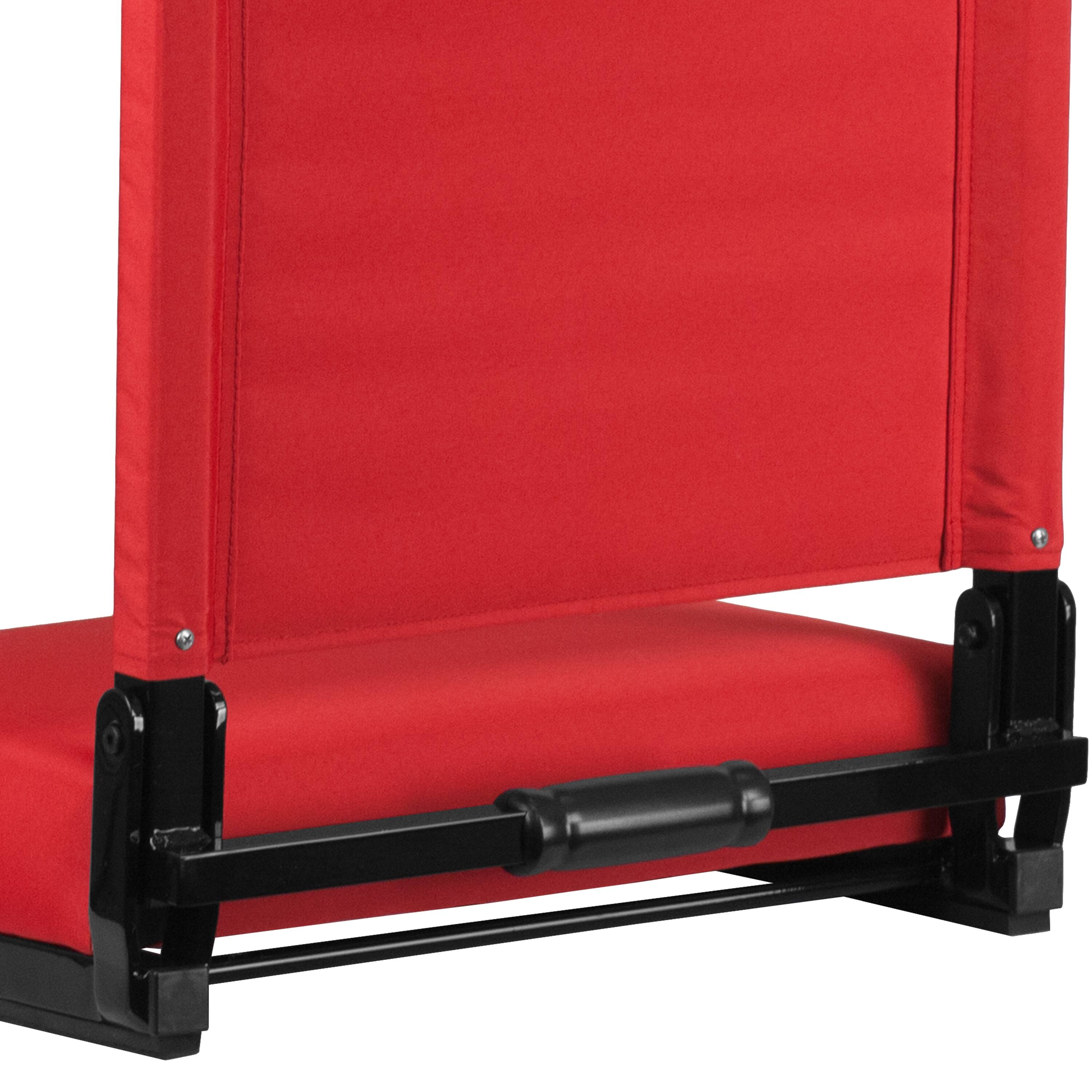 Alt View 9. Emma + Oliver - 500 lb. Rated Lightweight Stadium Chair with Handle & Ultra-Padded Seat - Red.