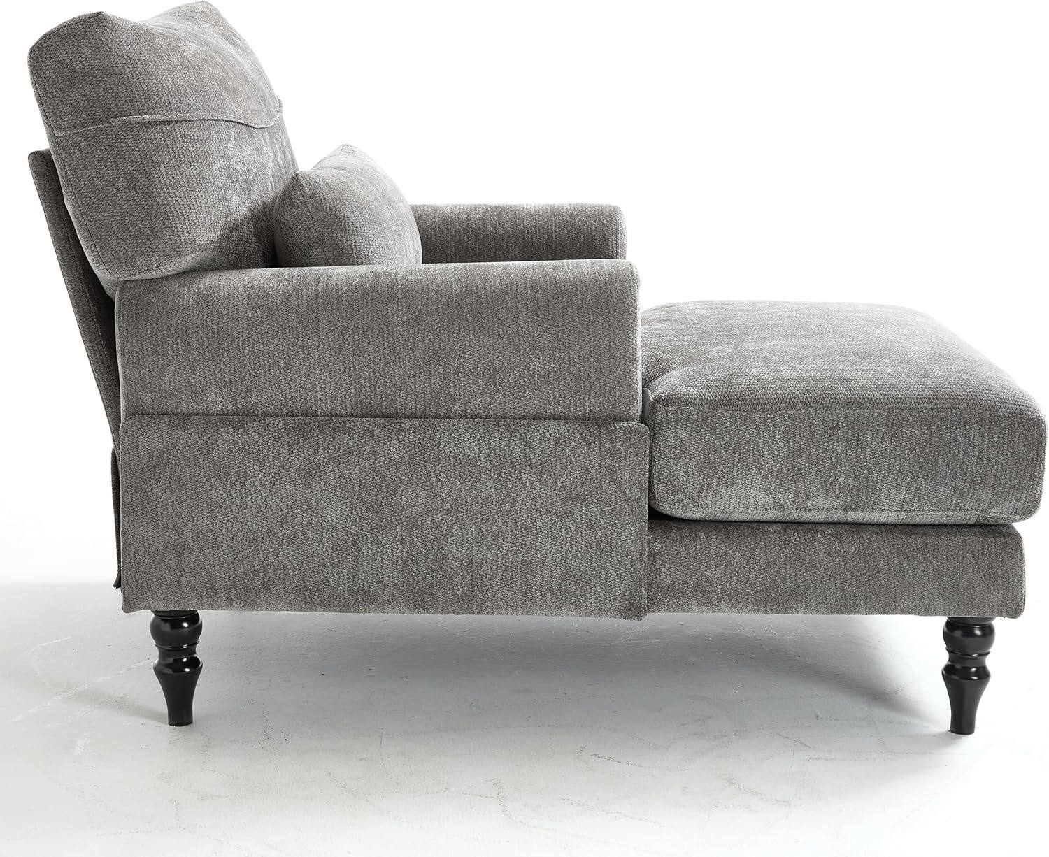 Alt View 6. Trinkets Crazed - Chaise Lounge Chair Indoor, Modern Leisure Sleeper Sofa Chair w/Double Deep Cushion, Accent Upholstered Readi - gray.