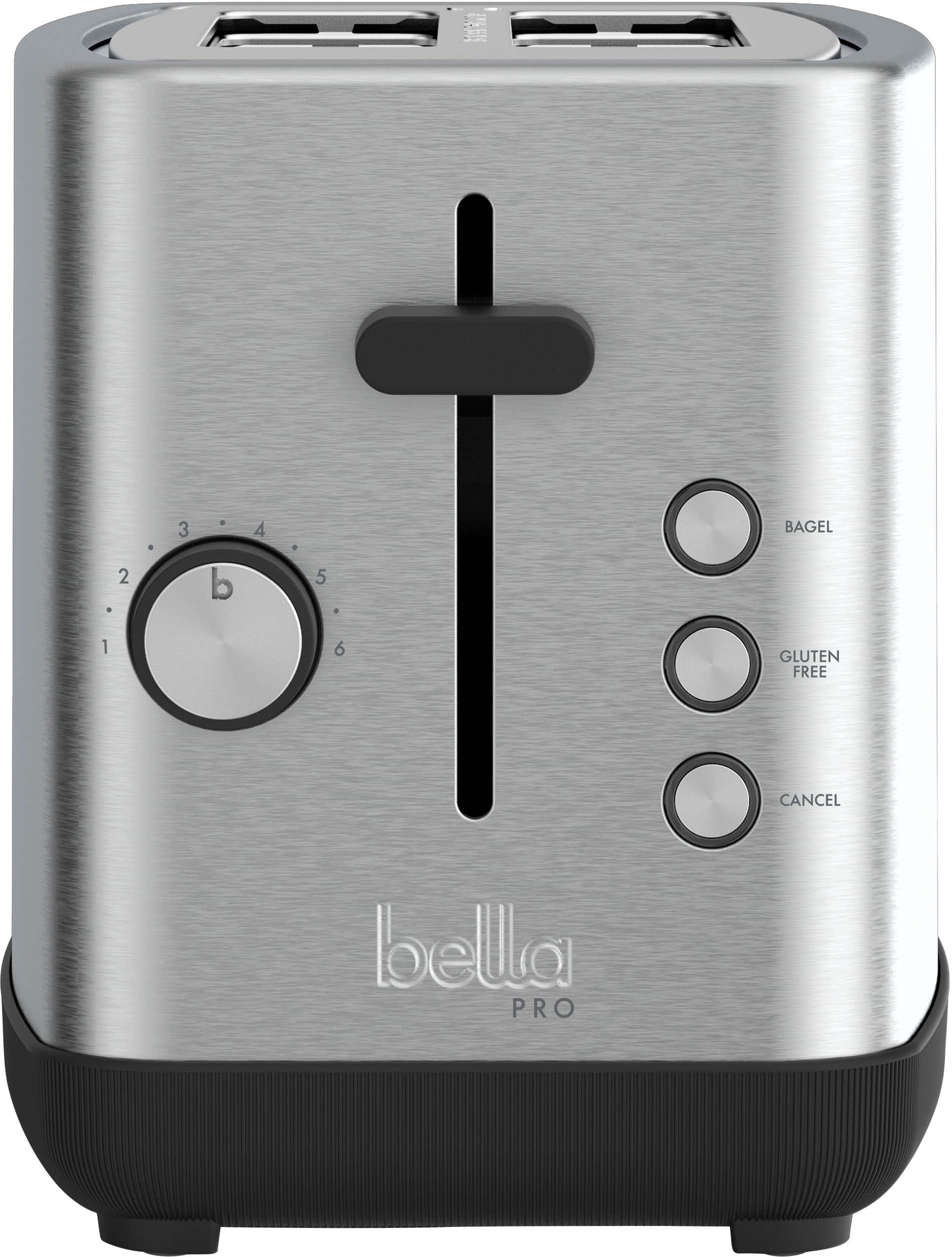 bella PRO - 2-Slice Toaster with Extra Wide Slots - Stainless Steel - Front_Zoom