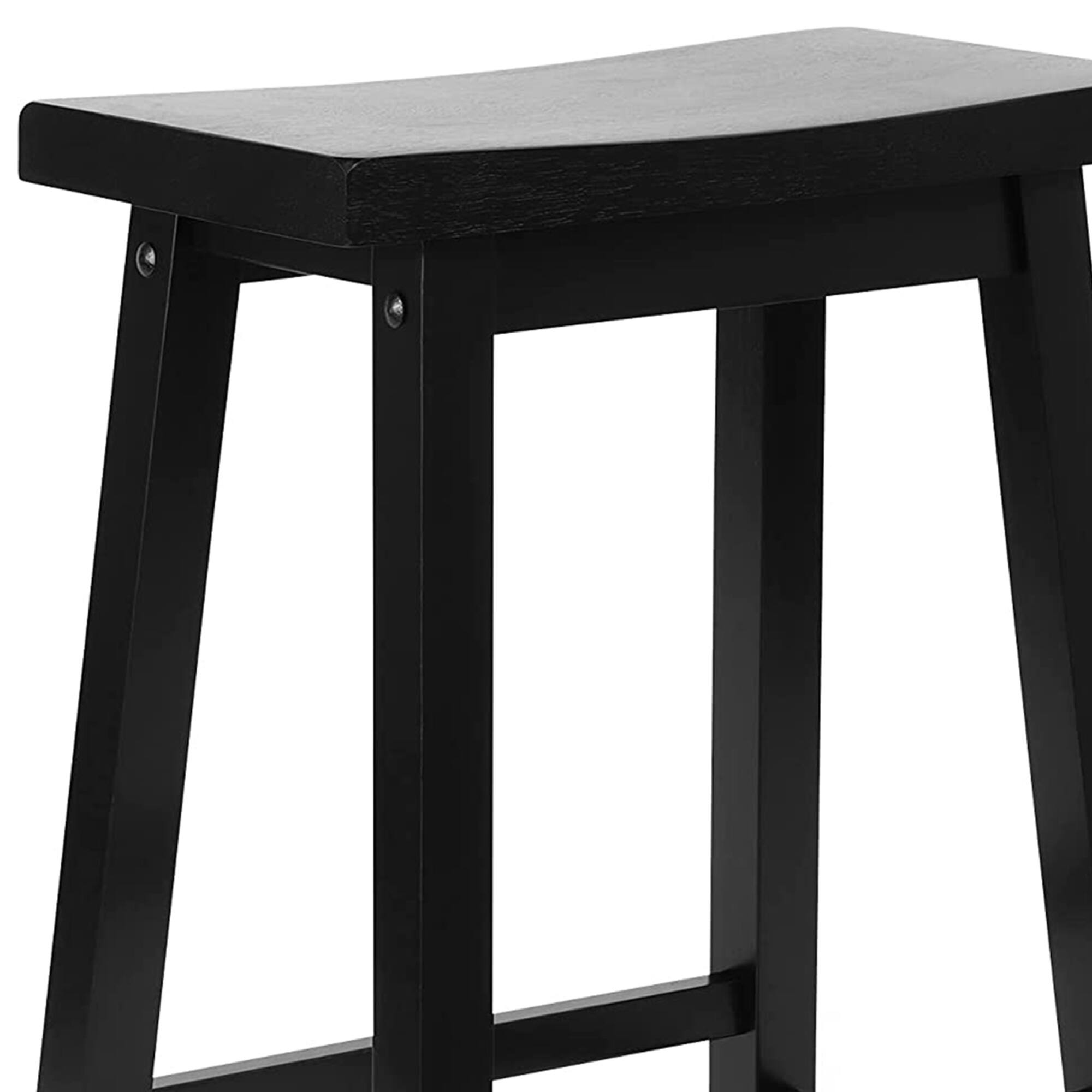 Alt View 2. PJ Wood - PJ Wood Classic Saddle Seat 24 Inch Kitchen Bar Counter Stool, Black (4 Pack) - Black.