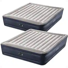 Intex - Dura Beam Plus Deluxe Airbed, Air Mattress w/Built In Pump, King (2 Pack) - Gray