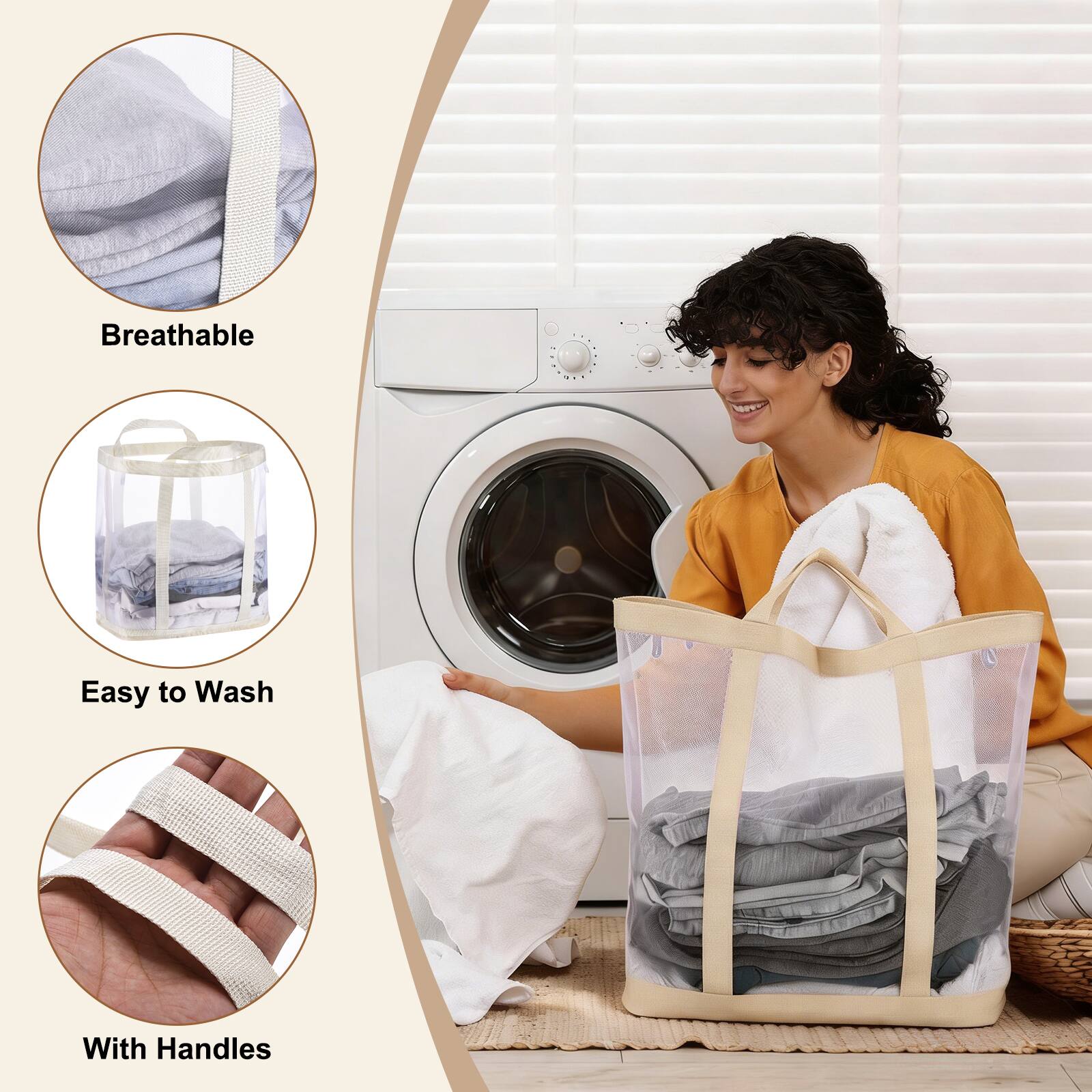 - Breathable
- Easy to Wash
- With Handles