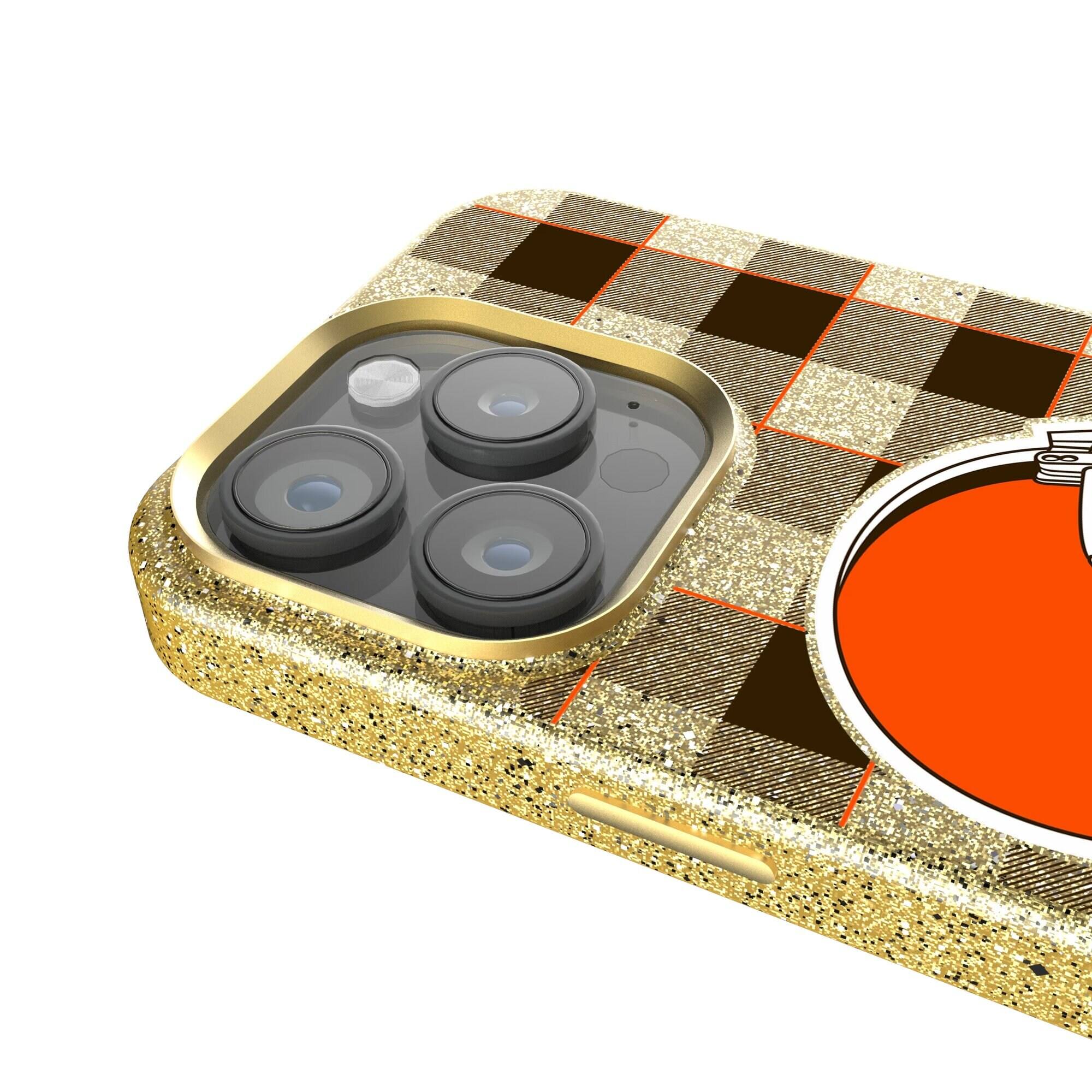 Alt View 2. Keyscaper - Cleveland Browns Plaid Bling iPhone Case - 14 - Gold.