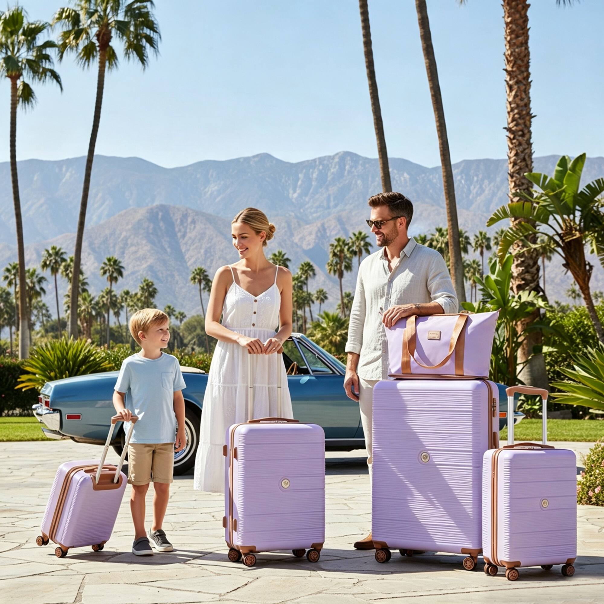 Alt View 2. Travelhouse - 6‑Piece Hardshell Family Luggage Set, Lightweight Striped Suitcase with TSA Lock - Red.