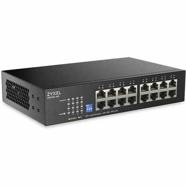 ZYXEL GS1100-16S Link/Act  
PWR  
1 1 10/100M  
CIP 2 DIP3 LED Loop Prevention OP