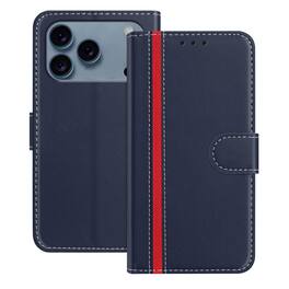 Dteck - Slim Card Holder Case for Apple iPhone 17 Pro,PU Leather Magnetic Closure Shockproof TPU Inner Flip Wallet Cover - Blue