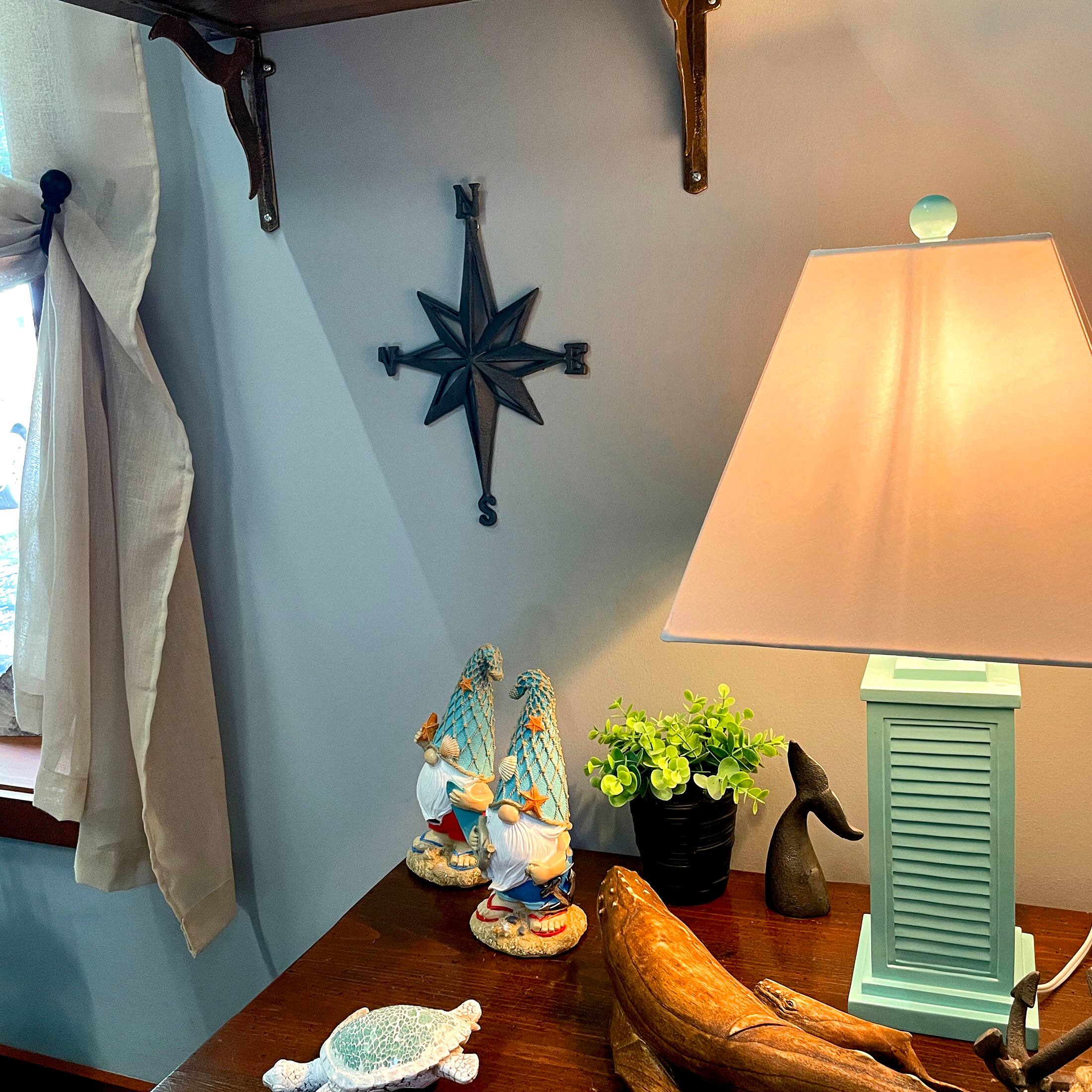 Alt View 5. Things2Die4 - Seafoam Green Shutter Table Lamp 24in Glossy Base 120V 60W Coastal Decor - Green.