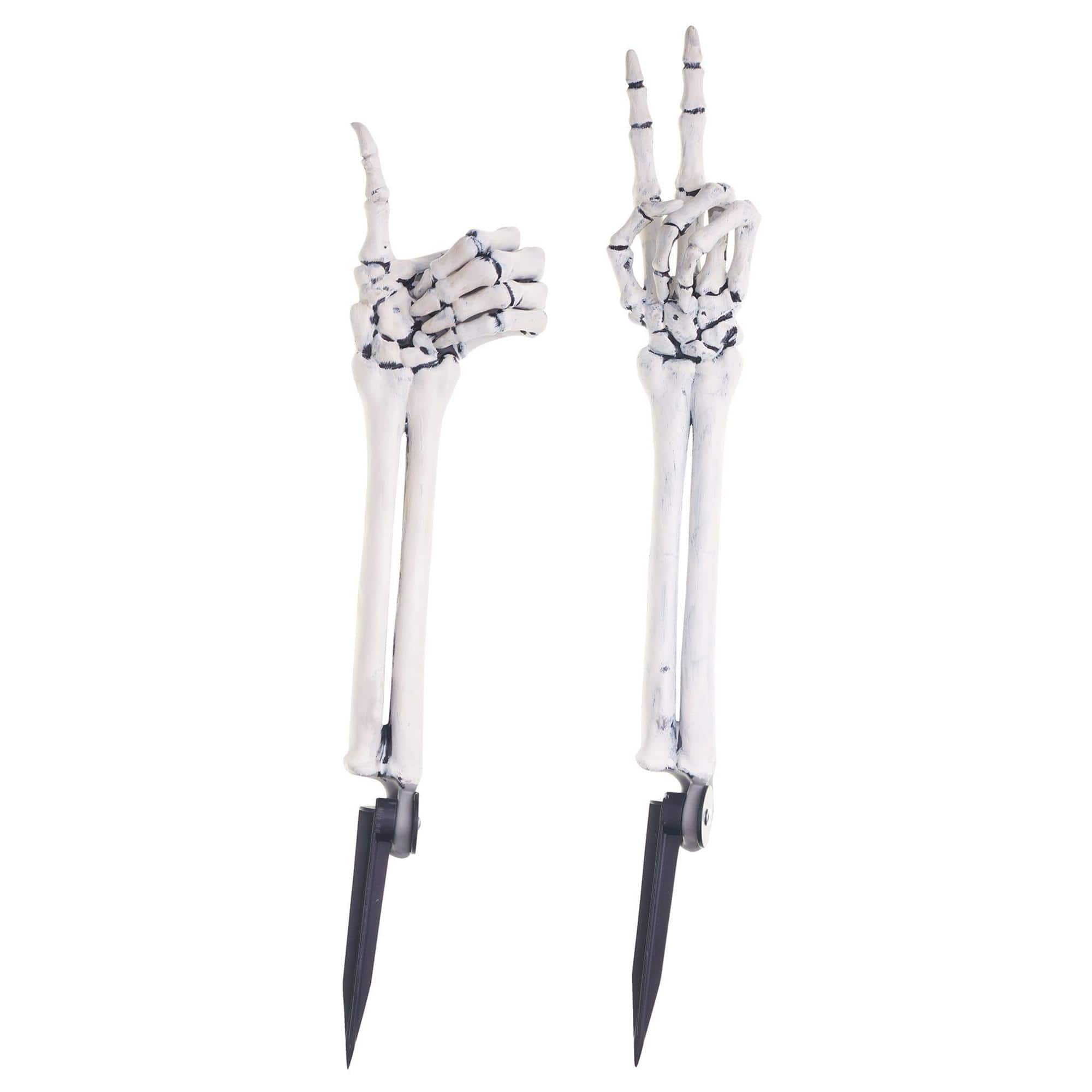 Funworld - Grave Greetings Thumbs Up and Peace Sign Skeleton Arms - White