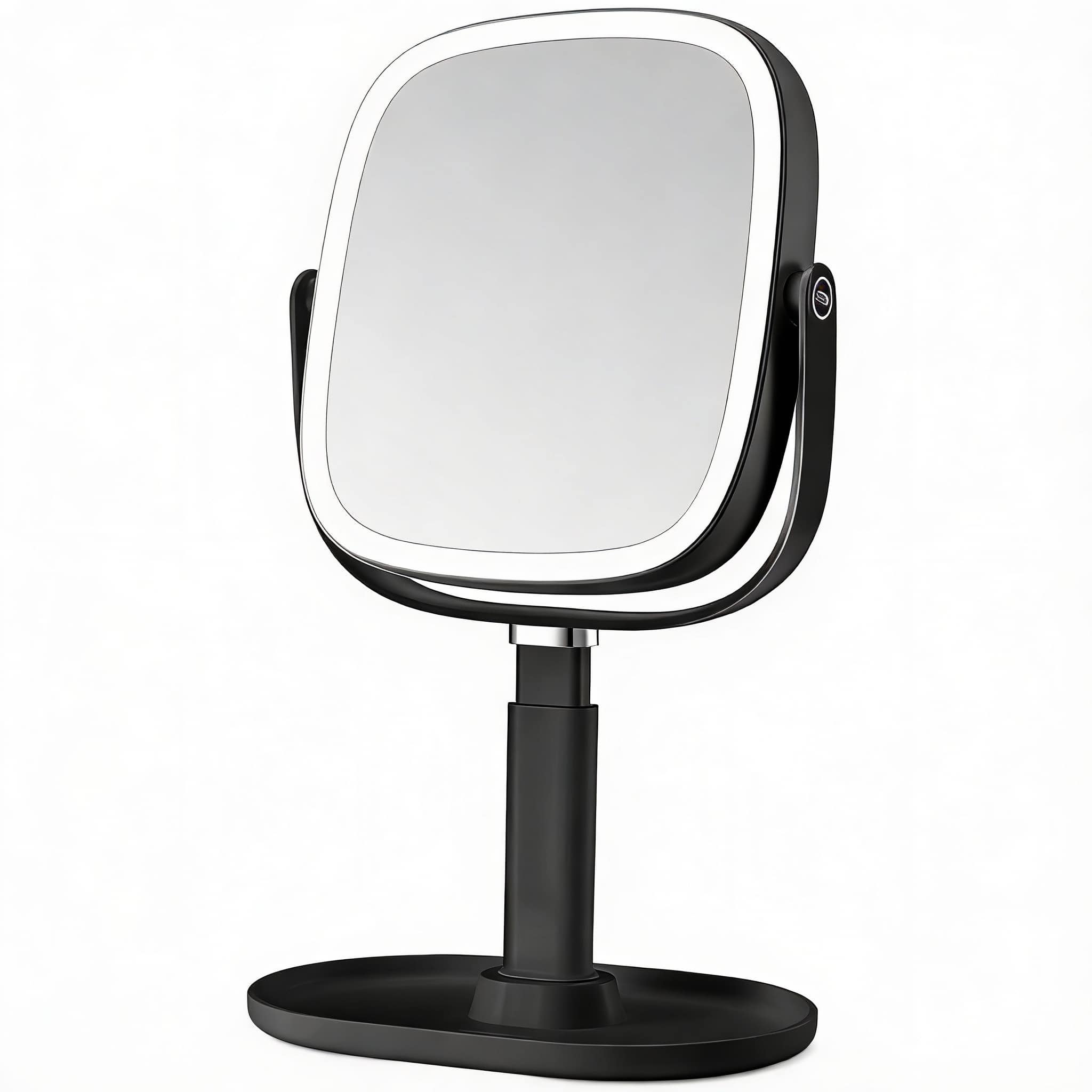 PO3TICJUNKI3 - Lighted Makeup Mirror Rechargeable 1x 10x Magnifying Vanity 8 5 Height Adjustable With Lights 3 Color 360 - Black-10x