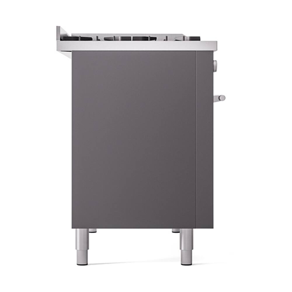 Alt View 3. ILVE - ILVE Professional Plus II Series 48 in. Dual Fuel Range with 8 Sealed Burners + Griddle (Liquid Propane, Satin Trim) - Graphite Matte.