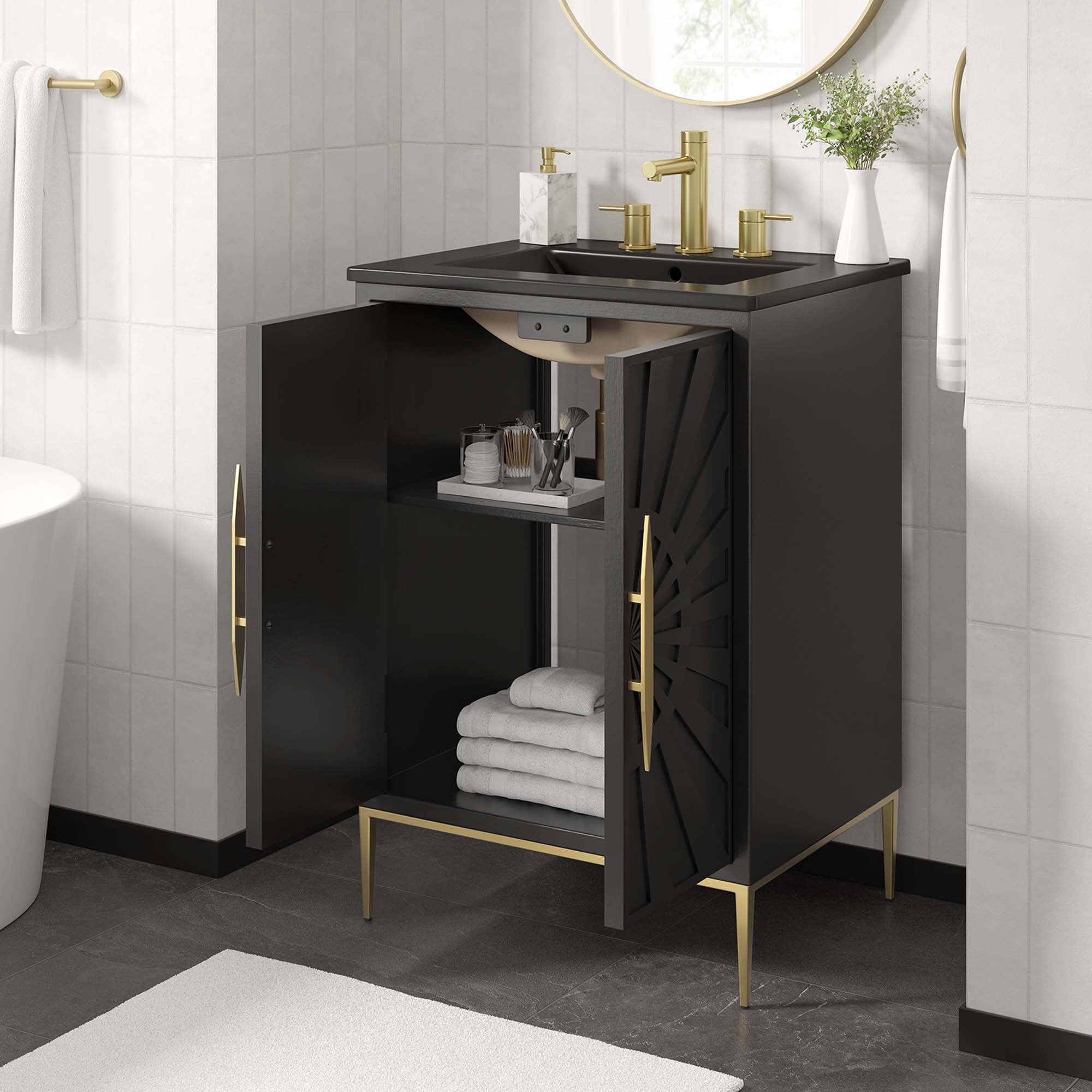 Alt View 1. Modway - Awaken Bathroom Vanity Basin Included by Modway - Black Black.