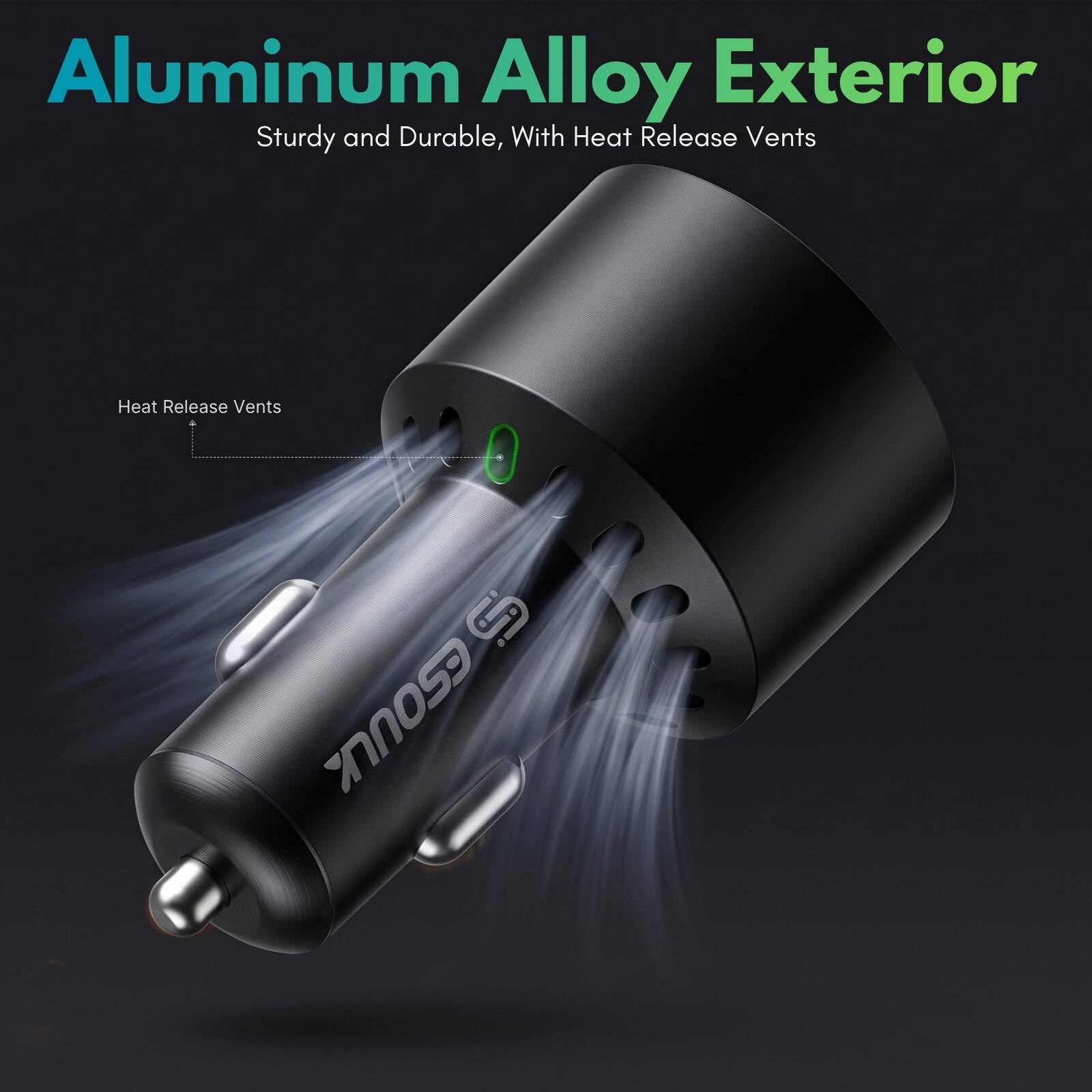 Aluminum Alloy Exterior  
Sturdy and Durable, With Heat Release Vents  
Heat Release Vents