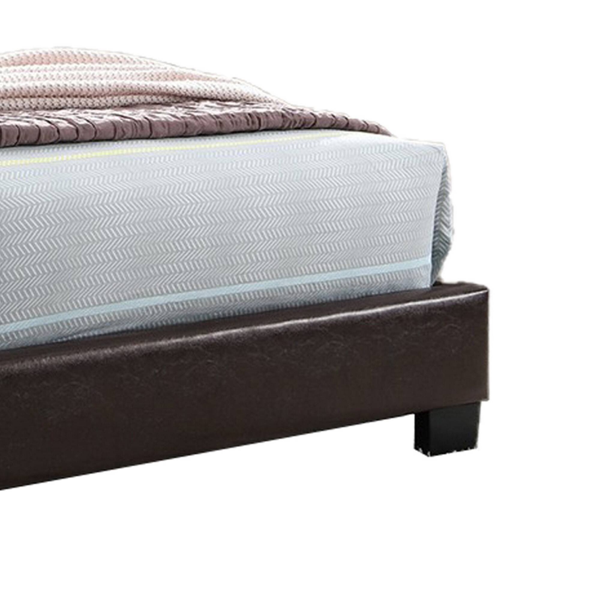 Back. Manhattan Lane - Transitional Style Leatherette Full Bed with Padded Headboard - Brown.