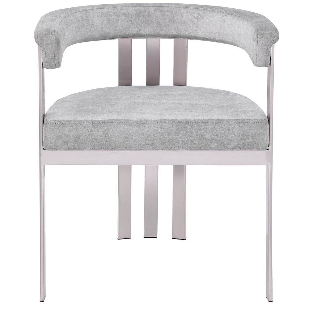 Alt View 2. Meridian Furniture - Marcello Grey Velvet Dining Chair, Set of 2 - Grey.