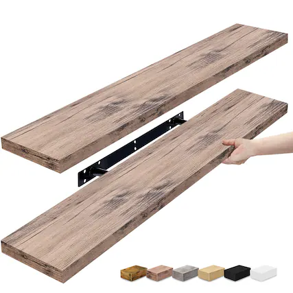 Front. Sorbus - 2 Pack (35"x9") Sorbus Floating Wall Shelves for Bedroom, Decor, Kitchen, Living Room - for Trophies, Frames, Bookshelf - Mahogany.