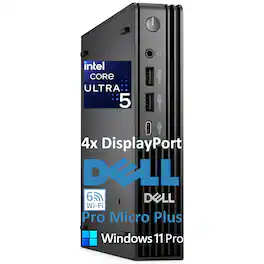 Dell - OptiPlex 7000 MFF Mini PC, Intel Core Ultra 5 235T, 16GB DDR5, 512GB SSD, WiFi 6, 4x DP, Windows 11 Pro - Black