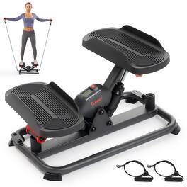 Sunny Health & Fitness - Smart Lateral Stepper with Side-to-Side Motion, Resistance Bands & Performance Tracking via SunnyFit App - Deepslate Black
