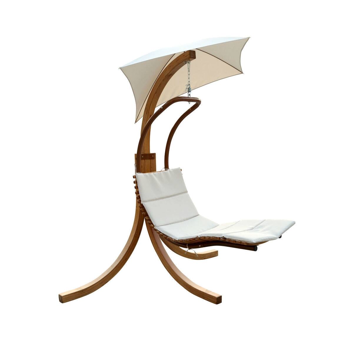Angle. Hivvago - Modern Porch Swing Lounger Chair with Umbrella and Cushion - Brown.