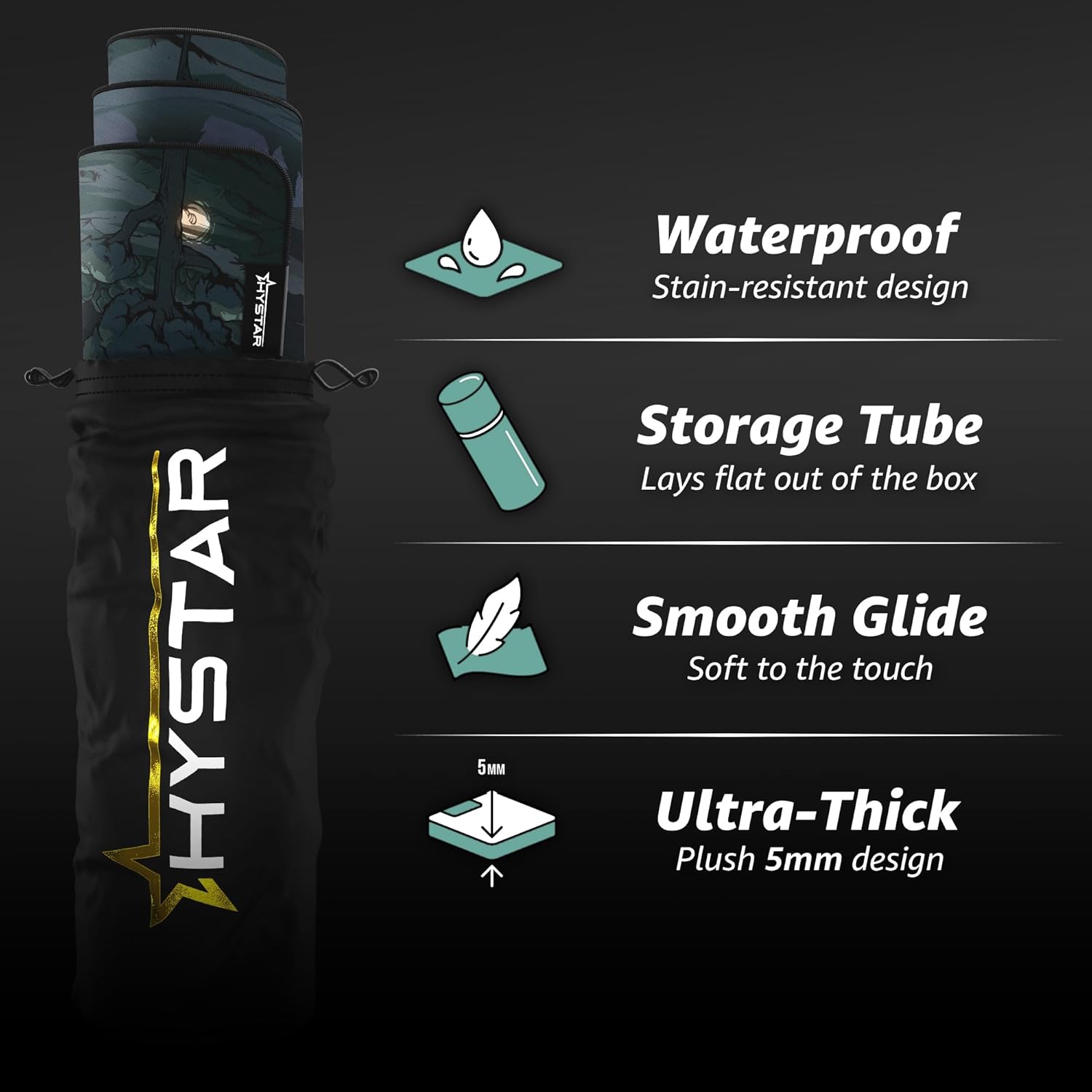 AATEYH HYSTAR 5M Waterproof Stain-resistant design Storage Tube Lays flat out of the box Smooth Glide Soft to the touch Ultra-Thick Plush 5mm design