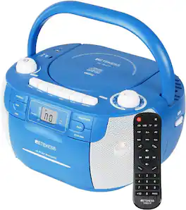 Retekess - TR621P CD Player Boombox, Cassette Tape Player | for Home, Wireless, AM/FM, Remote Control, Stereo Sound, Tape - Blue
