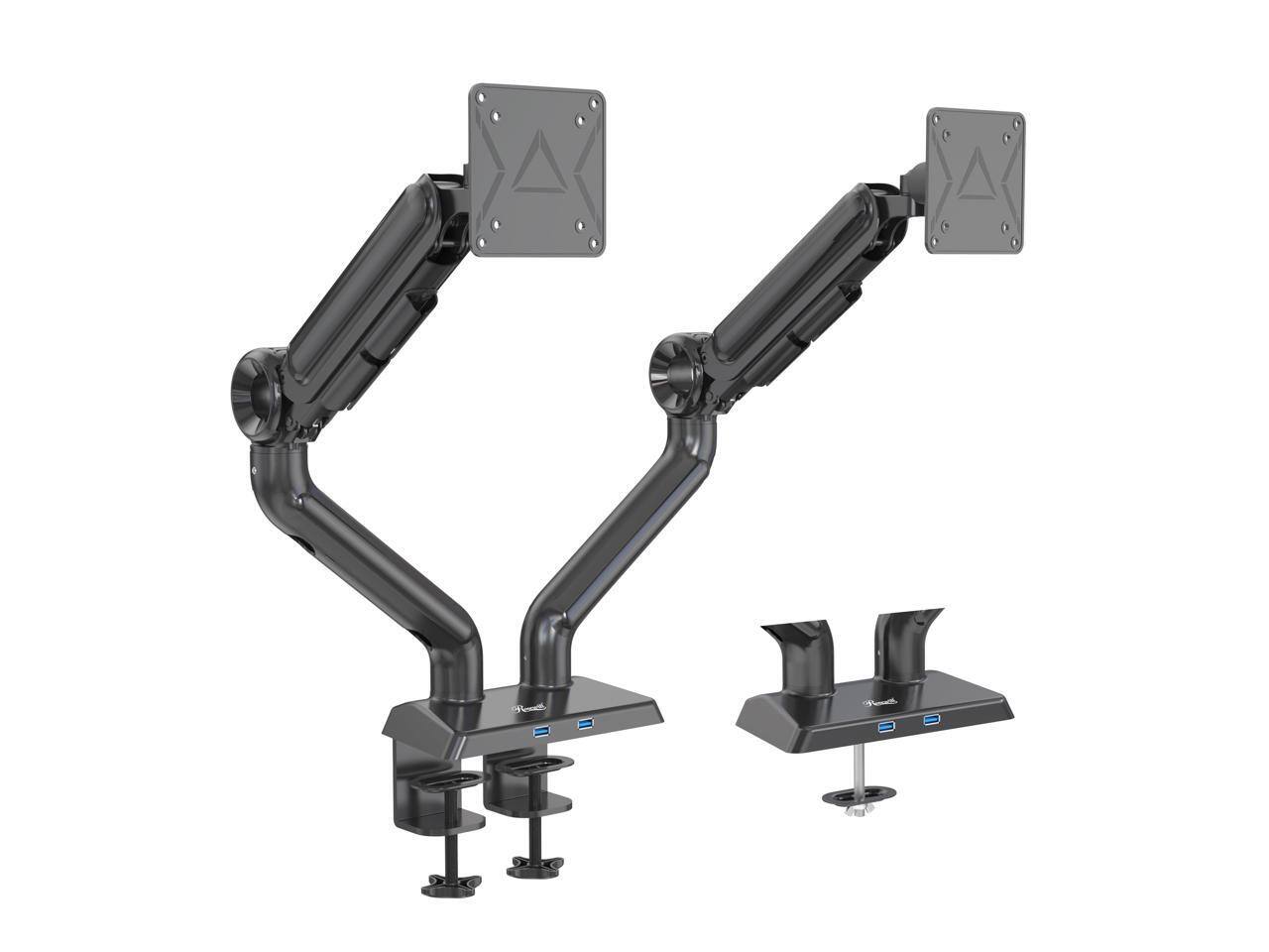 Alt View 2. Rosewill - Rosewill Dual Monitor Mount, 13-35" USB, Height Adjustable, VESA Clamp/Grommet Base, 26.4lbs Each - Black.