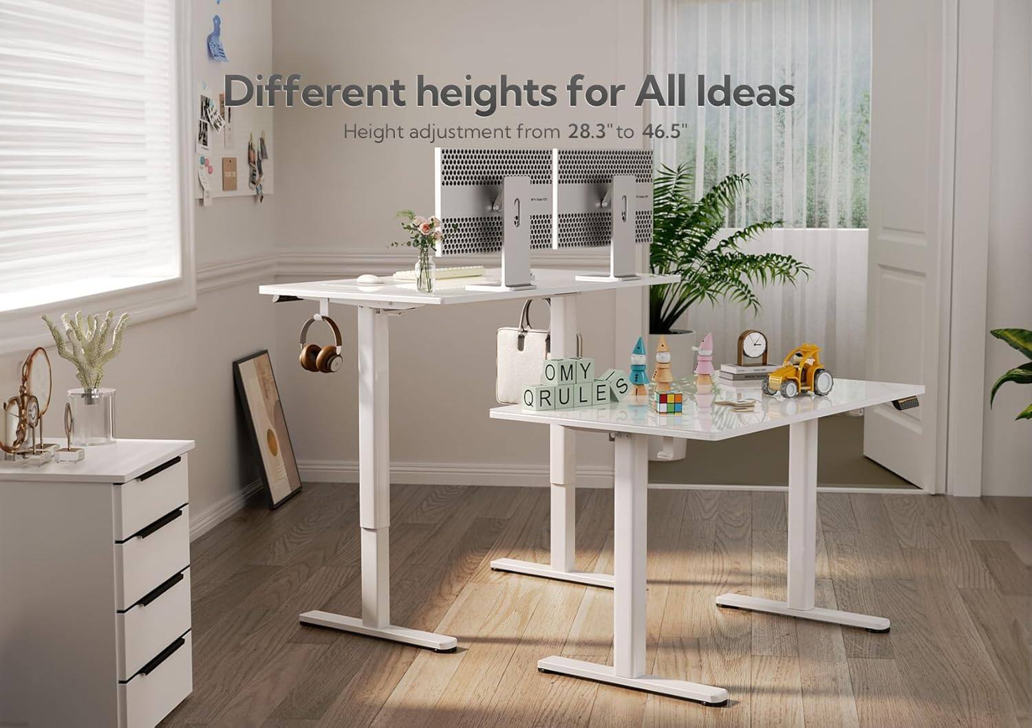 Different heights for All Ideas  
Height adjustment from 28.3" to 46.5"  
OMY QRULES