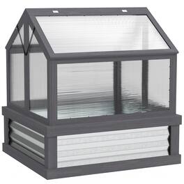 Outsunny - Raised Garden Bed with Polycarbonate Greenhouse, Wooden Cold Frame Greenhouse, 35.5" x 31.5" x 36"