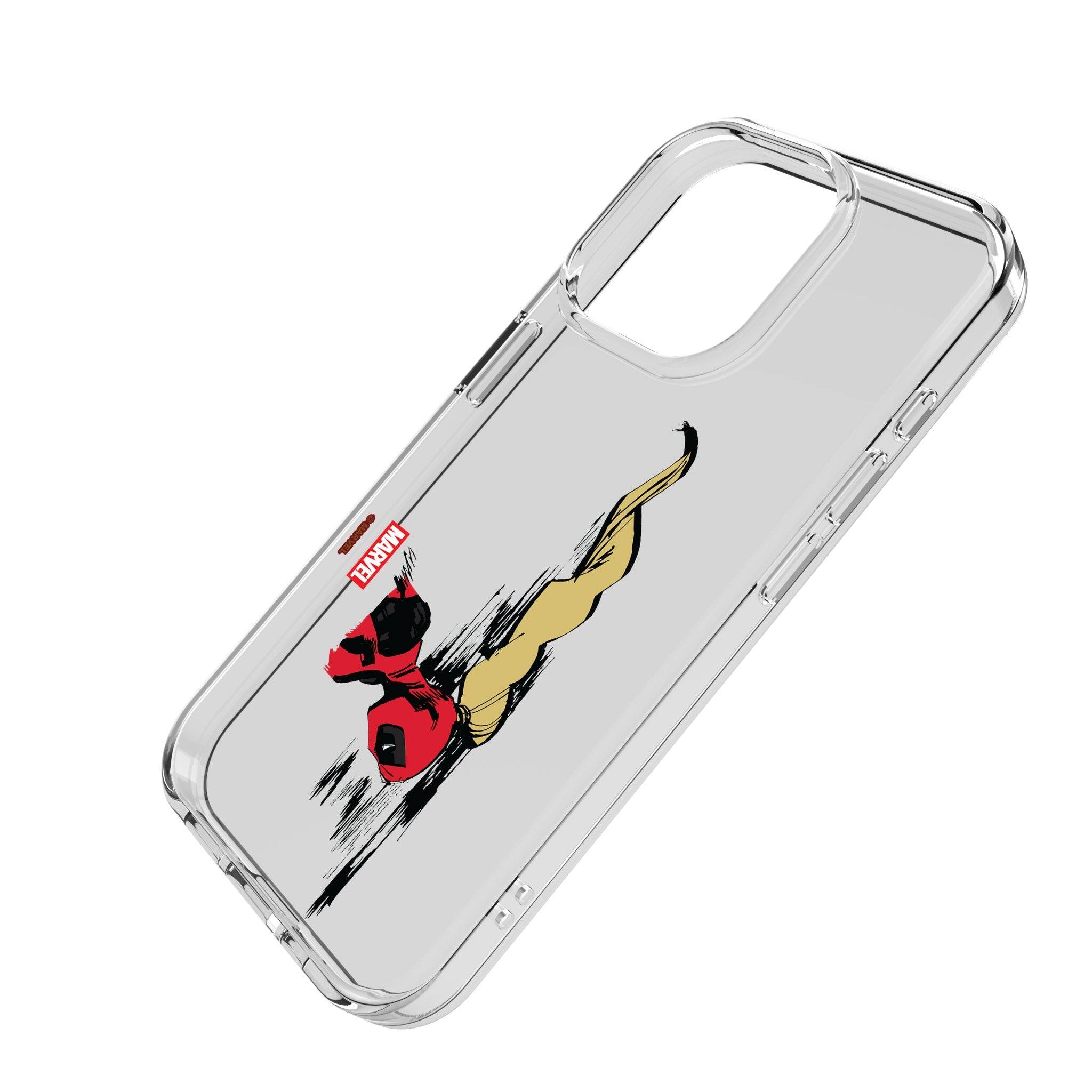 Angle. Keyscaper - Marvel Badge Clear Phone Case - Apple iPhone 13 Mini - Ladypool.