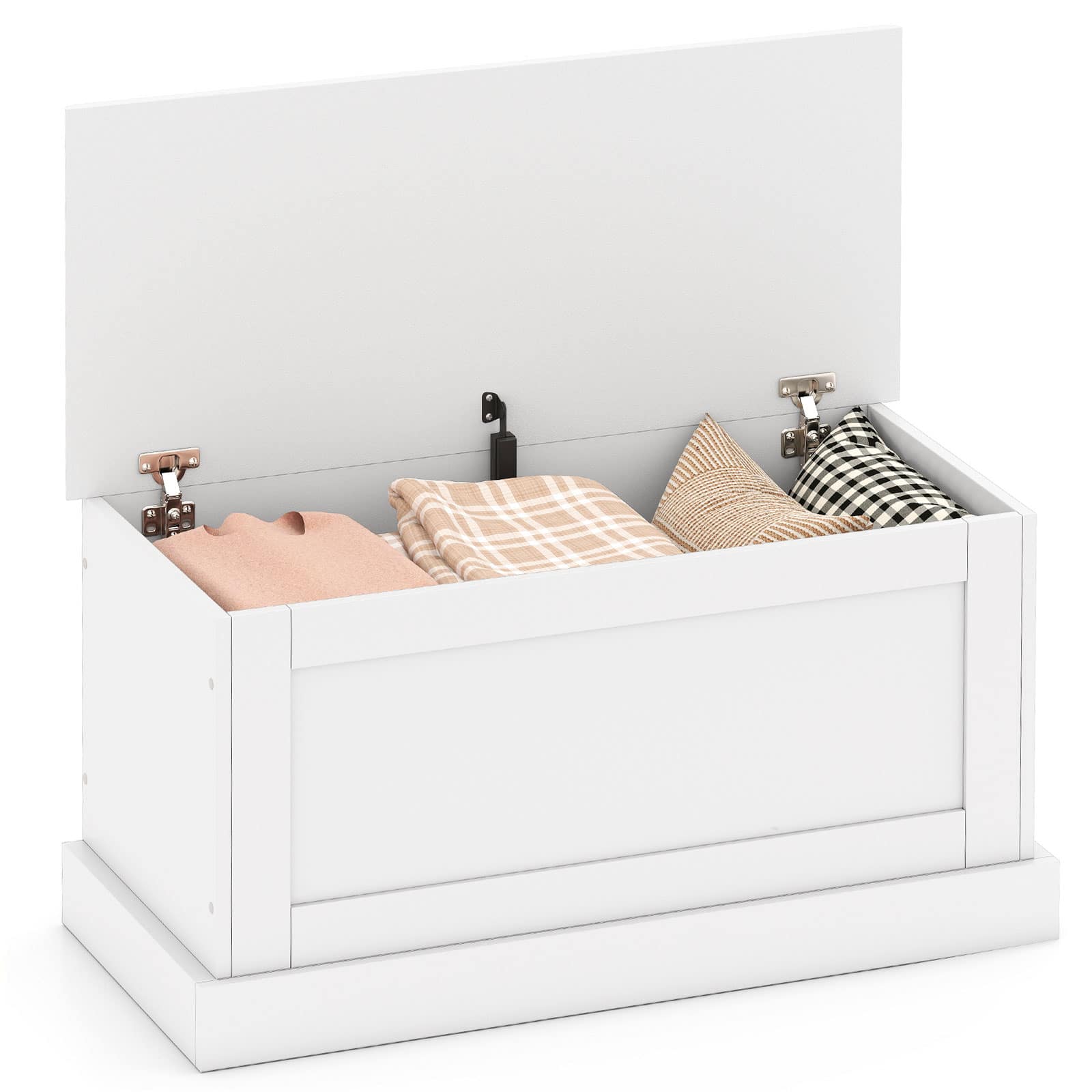 Gymax - 35.5'' Storage Chest Lift Top Storage Box w/Safety Hydraulic Strut & Metal Hinges - White