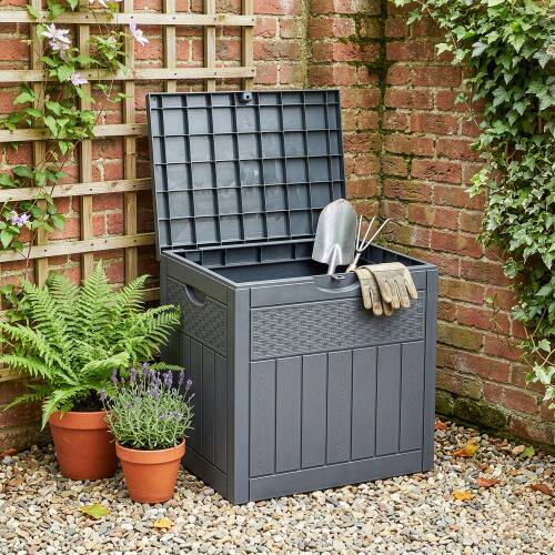 Alt View 6. Winado - 33 Gallon Portable Storage Deck Box with Side Handles, Lockable Lid for Indoor Outdoor Patio Garden Backyard Balcony - Gray.