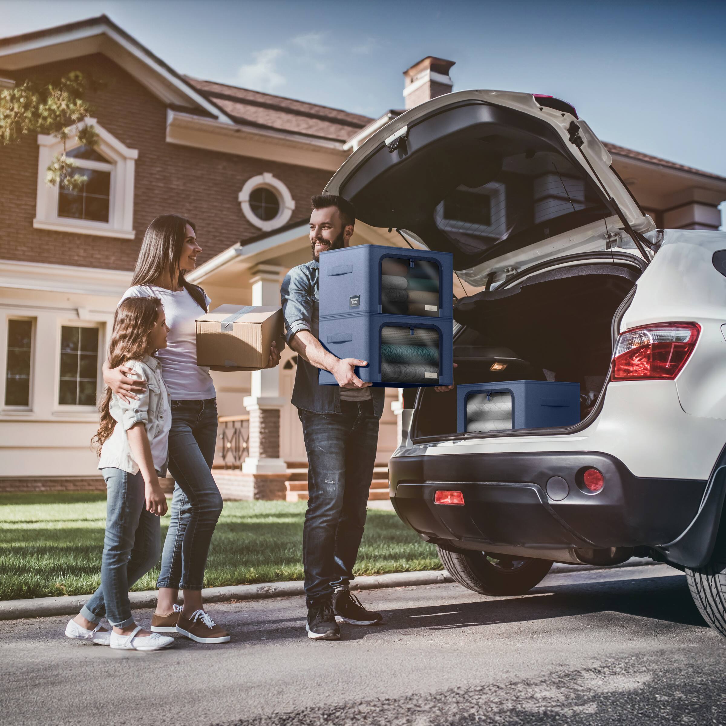 Alt View 3. Sorbus - Sorbus 6-Pack Storage Bins with Metal Frame, Stackable & Foldable Clothes Organizer Bags, Fabric Storage Container - Blue.