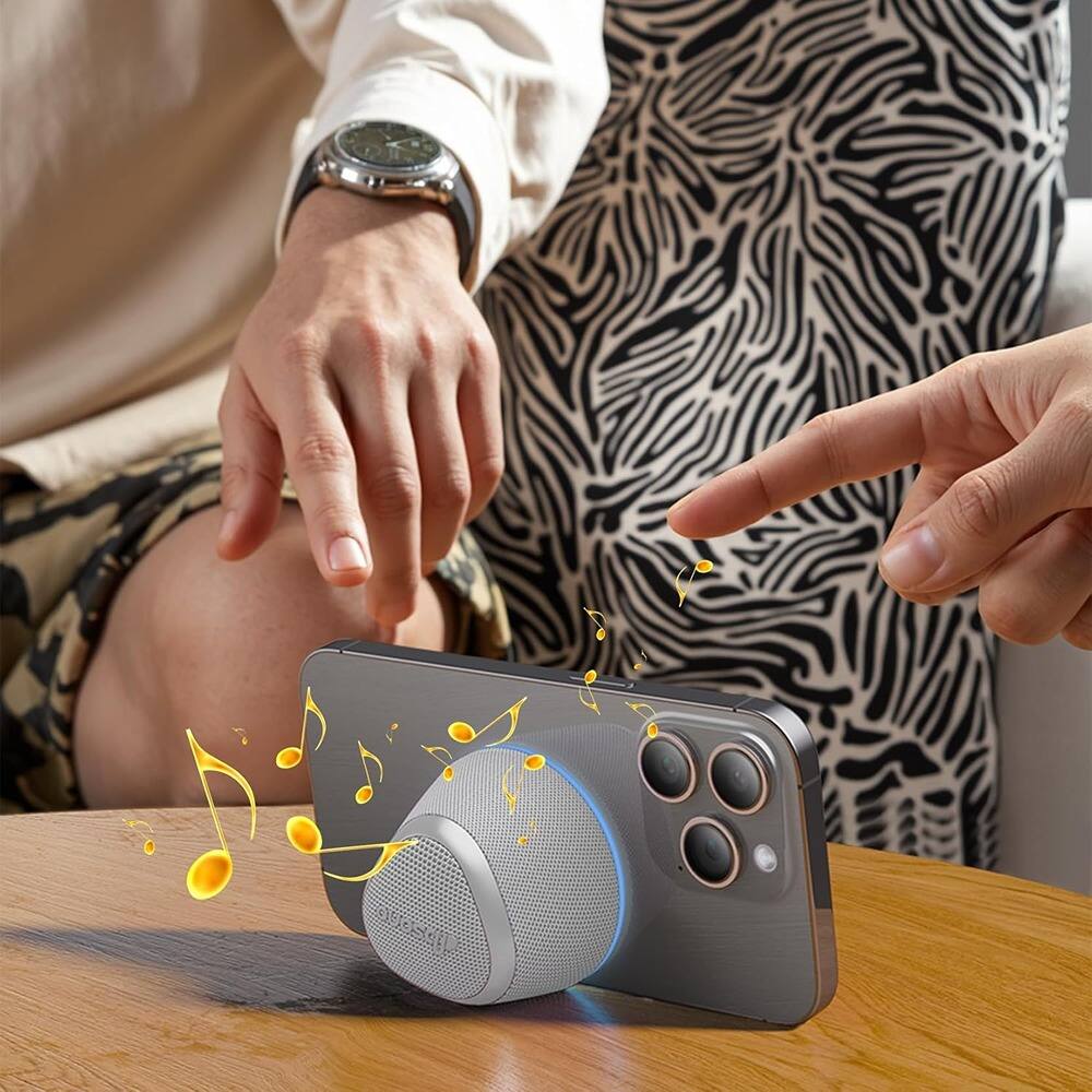 Left. ACJPR - HD Sound Bluetooth Speaker with Phone Stand, Trendy Stocking Stuffer.