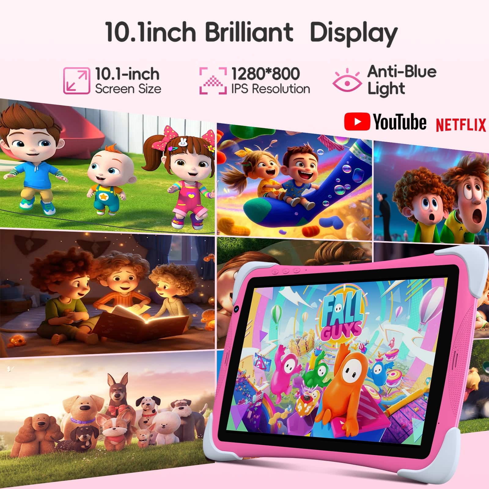 MEIZE Kids Tablet,10.1 Inch Android Toddler Tablet with Case, 8GB