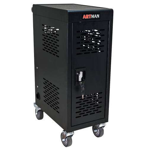 Back. GOODSILO - 16-Compartment Locking Charging Cabinet for Laptops & Chromebooks - Black.