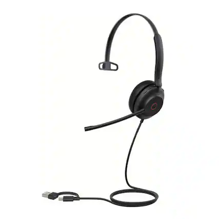 Front. Yealink - Yealink 1308165 UH35 Mono Teams USB Headset with Mic & Noise Cancelling, USB-C/A - Black.