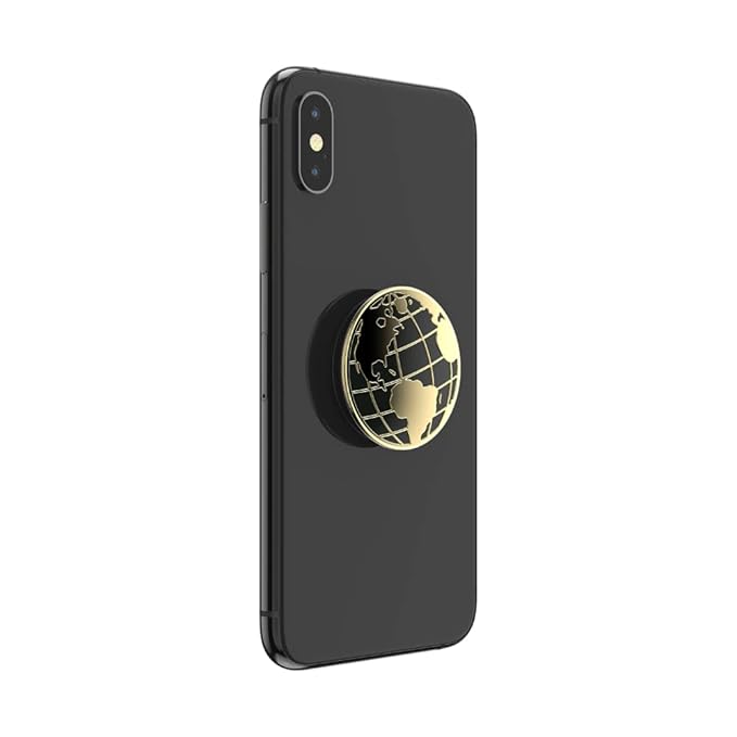 Back. PopSockets - PopSockets PopGrip: Phone Grip and Phone Stand, Collapsible, Swappable Top, Enamel Globe Trotter - Enamel Globe Trotter.