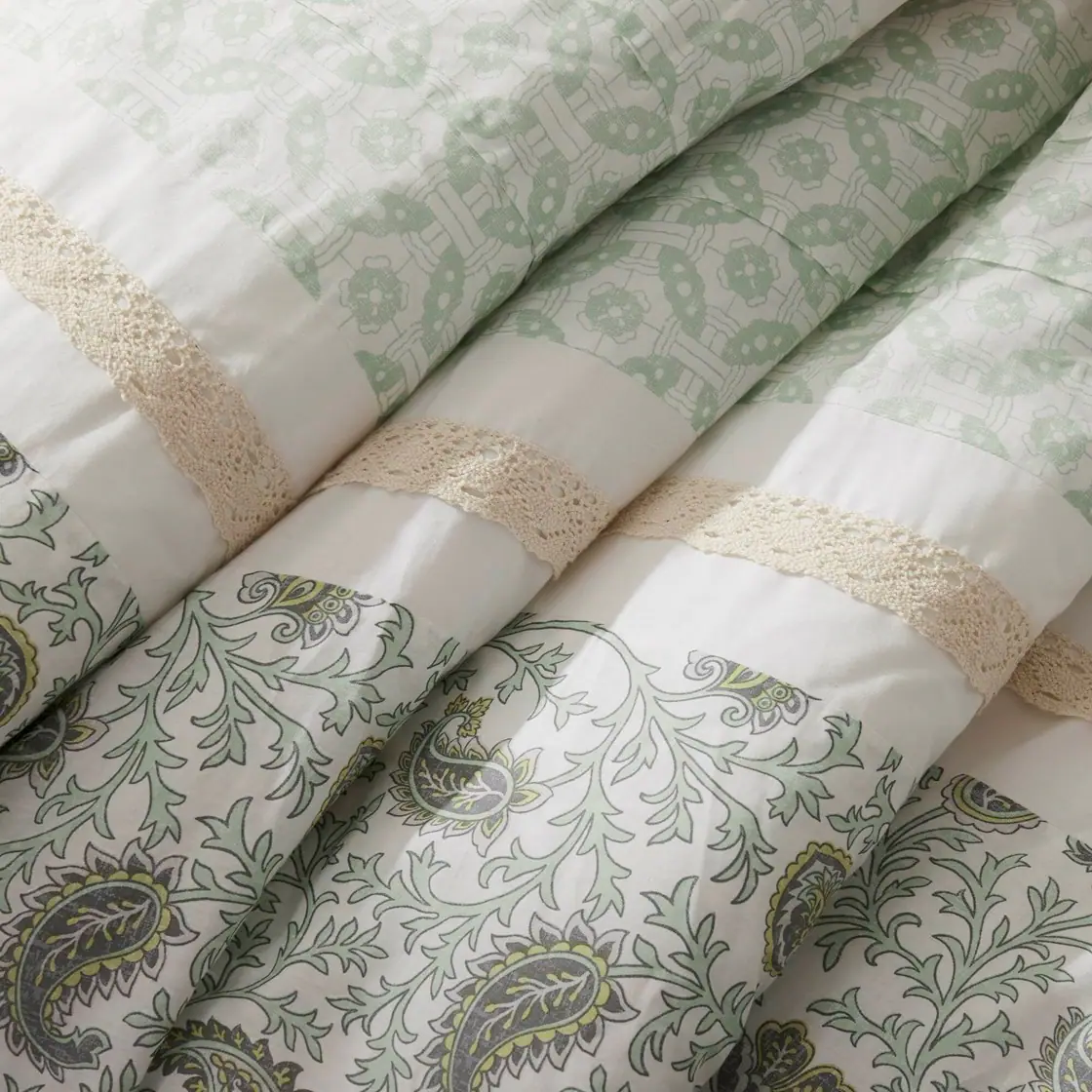 Alt View 4. Gracie Mills - Gracie Mills Singleton 9-Piece Cotton Percale Comforter Set with Paisley Print - Sage Green.