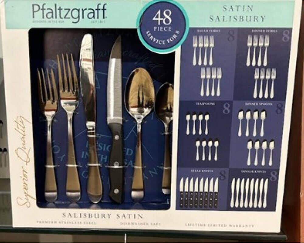 Pfaltzgraff  
48 Piece Service for 8  
Satin Salisbury  
Superior Quality  
Crafted in the USA  
Lifetime Limited Warranty