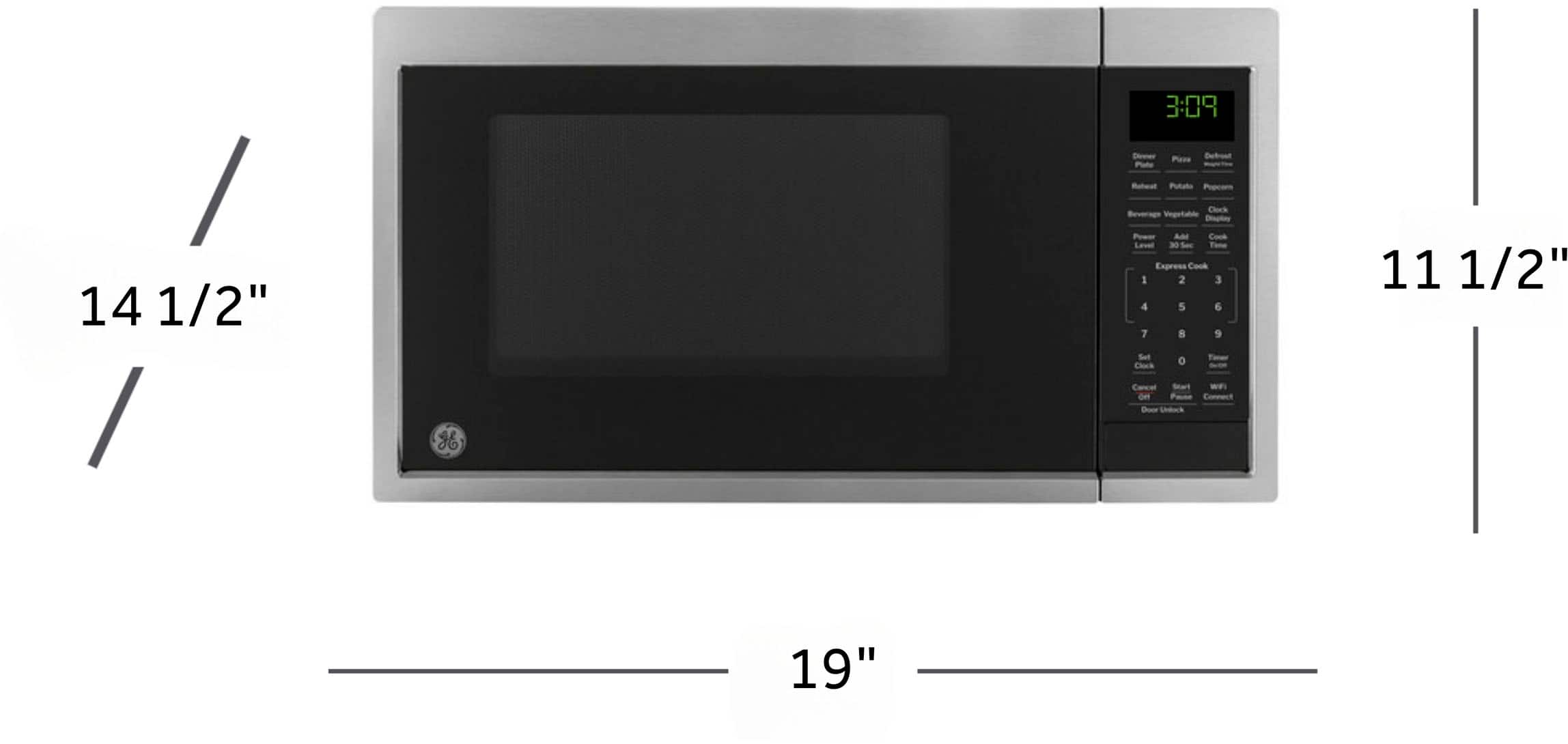 The text on the image reads: "14 1/2" 3:09 Coer Maza Detrout Plate Retbeal Putato - Chork Beverage Vegetabile -o Add Cook Level DE Sec - Express Cook 1 2 3 4 5 6 7 a 9 11 1/2" Set Cck o Cancal Seart WiFI On Food Conmect Cor Uooack H 19"."