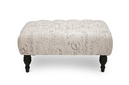Baxton Studio - Keswick Script Print Modern Tufted Ottoman - Beige