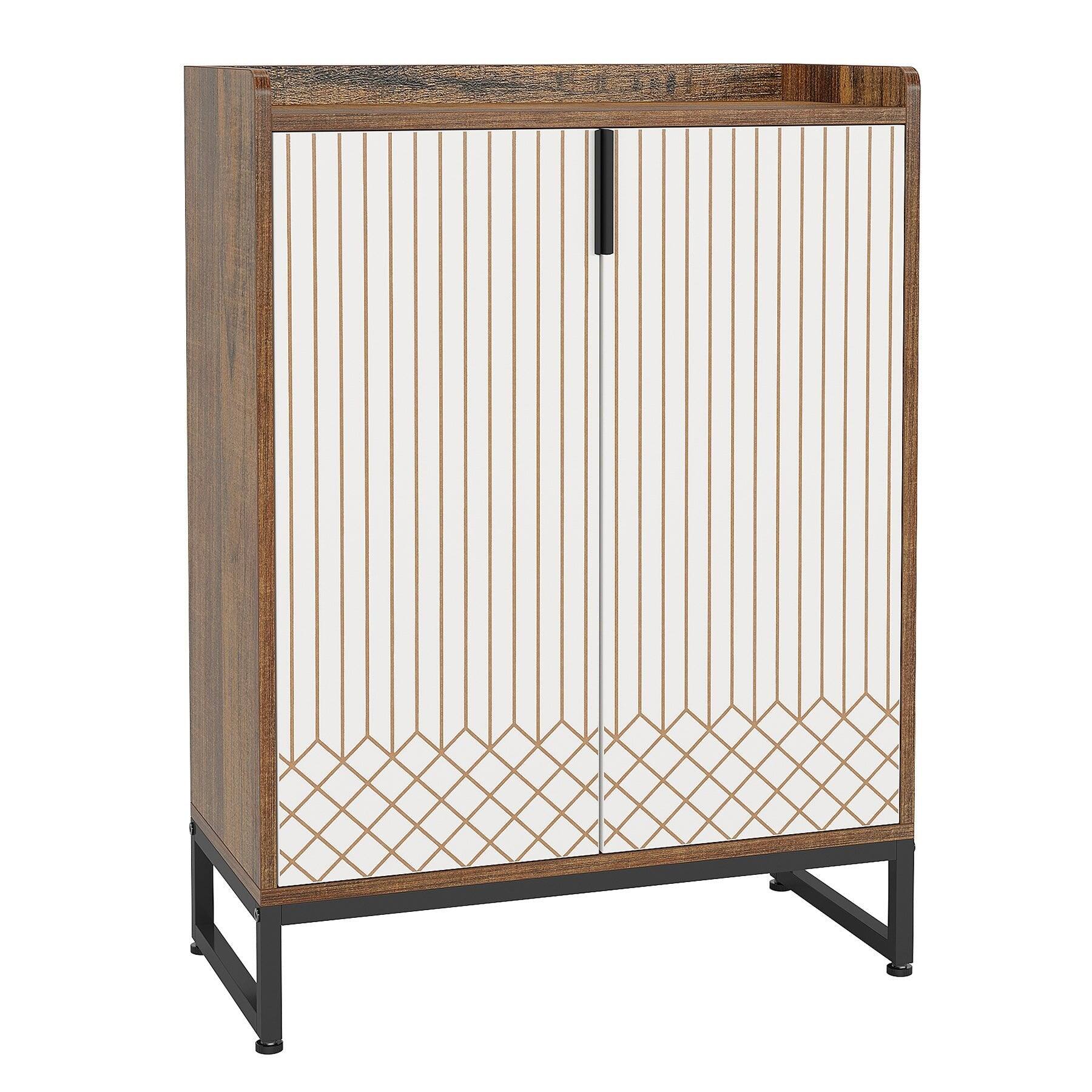 Alt View 3. Tribesigns - Office Storage Cabinet with Metal Frame, for Everyday Organization in Workspaces and Office Reception Areas - White.