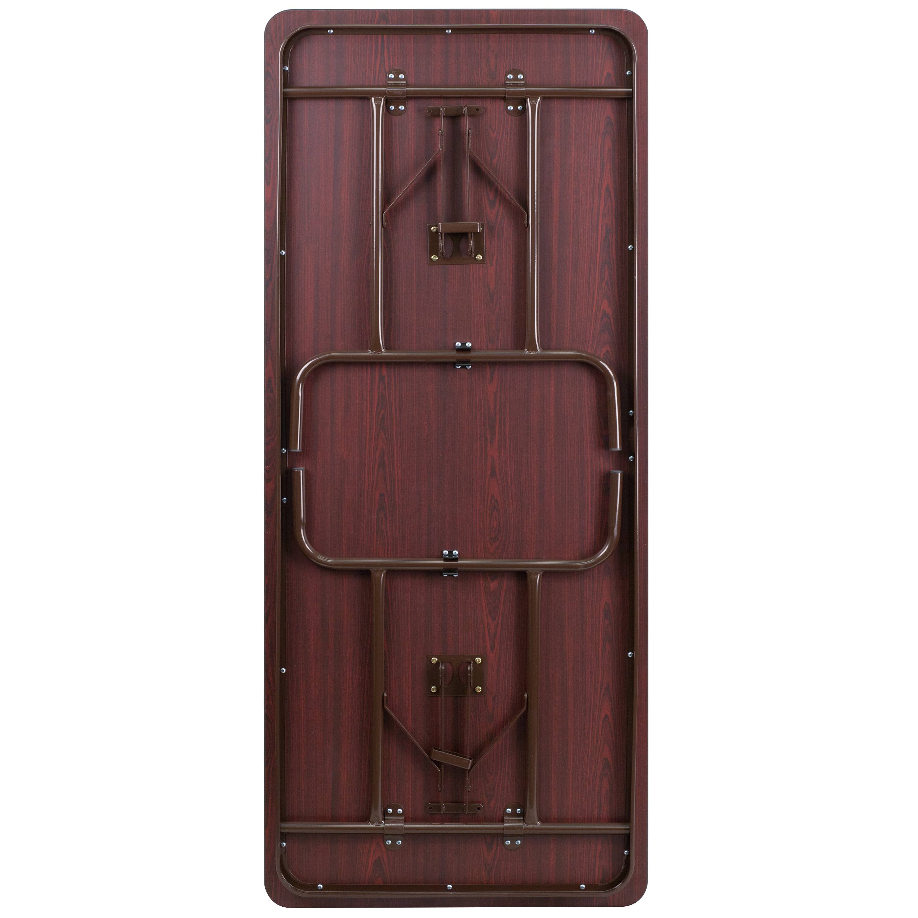 Alt View 6. Emma + Oliver - 6-Foot Mahogany Melamine Laminate Folding Banquet Table - Mahogany.