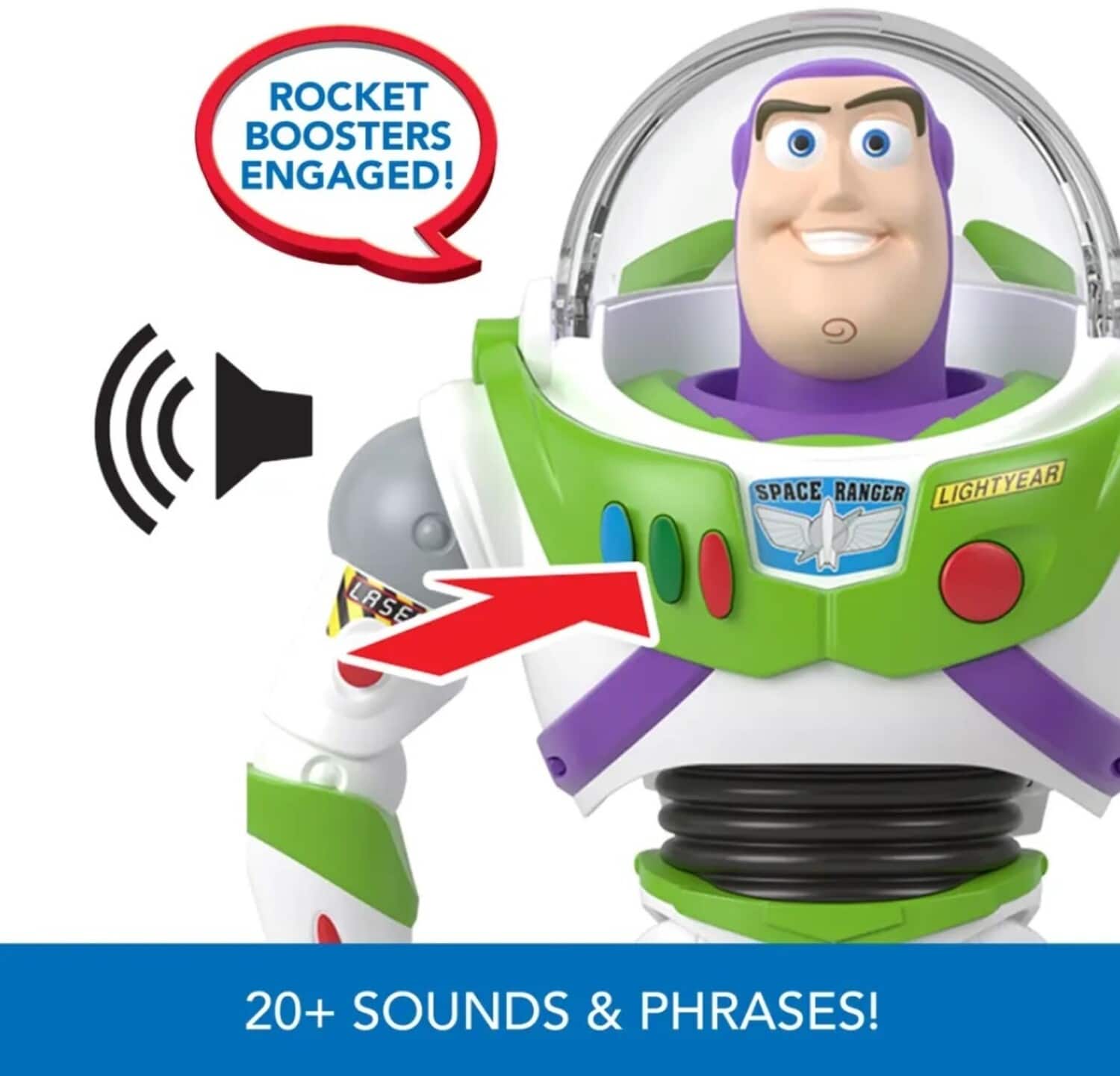 Mattel Pixar Toy Story Buzz Lightyear 10 in Action Figure Toy with