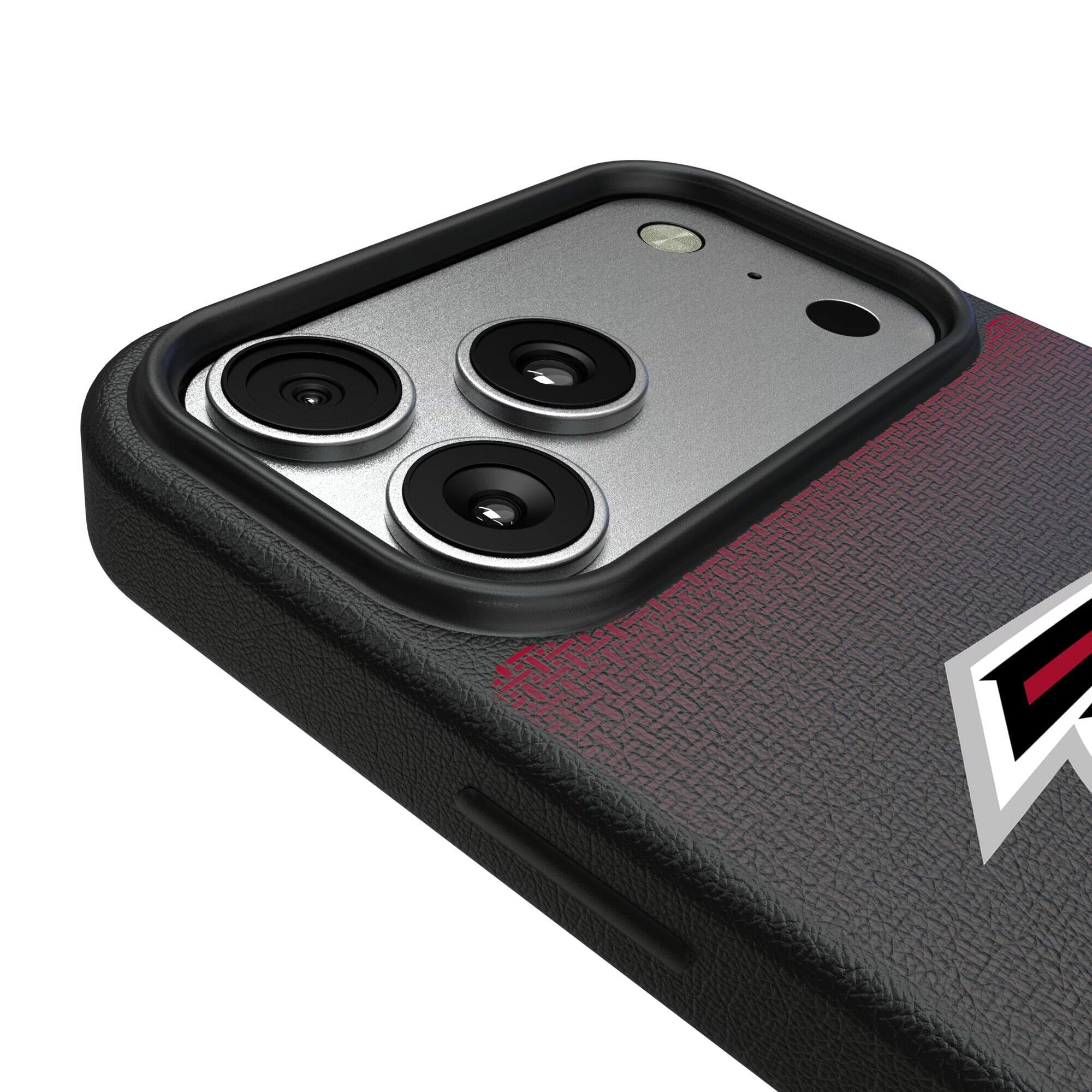 Alt View 2. Keyscaper - Atlanta Falcons Linen Logo iPhone Magnetic Bump Case - 16 Pro Max - Black.